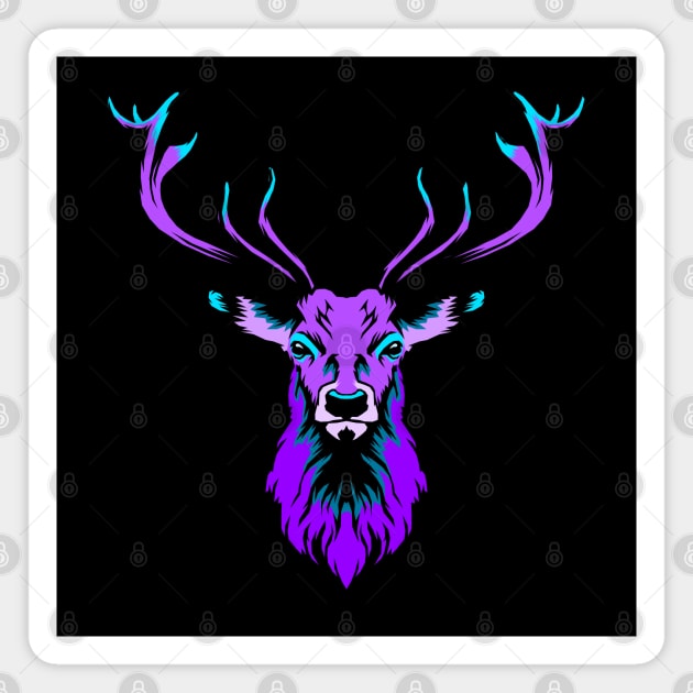 Neon Stag Magnet by Randomart